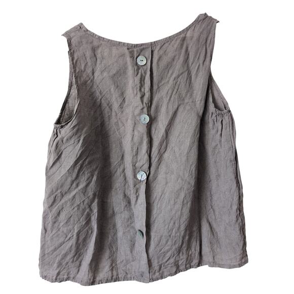 Splendid Iris Made in Italy 100% Linen Button Cropped Tank Top Gray S/M Small - Picture 2 of 7
